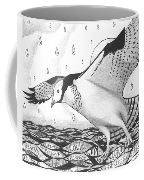 Looking Coffee Mug featuring the drawing Sometimes a Great Catch by Helena Tiainen