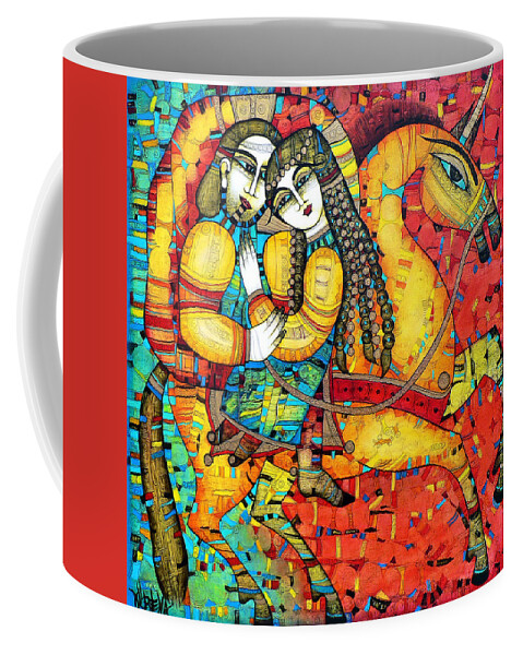 Albena Coffee Mug featuring the painting SONATA for two and unicorn by Albena Vatcheva