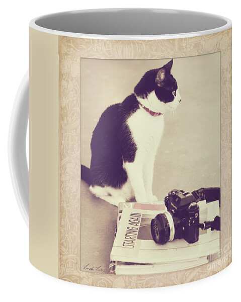 Cat Coffee Mug featuring the photograph Sophie and the Camera by Linda Lees