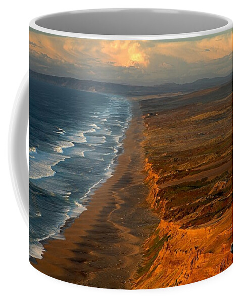 Pt Reyes South Beach Coffee Mug featuring the photograph South Beach Golden Glow by Adam Jewell