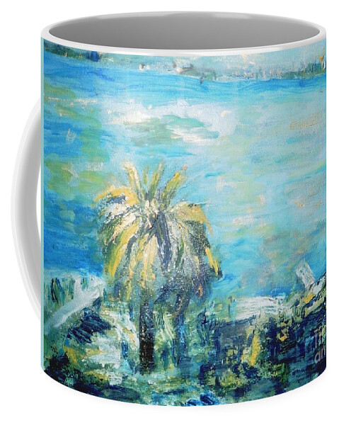 Seascape Coffee Mug featuring the painting South of France  Juan les Pins by Fereshteh Stoecklein