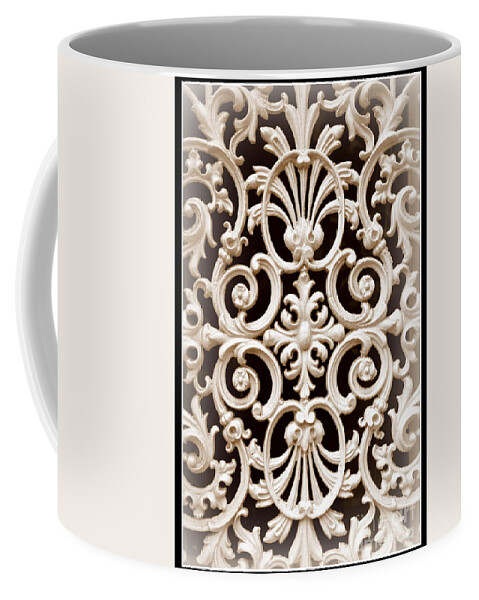 Ironwork Coffee Mug featuring the photograph Southern Ironwork in Sepia by Carol Groenen