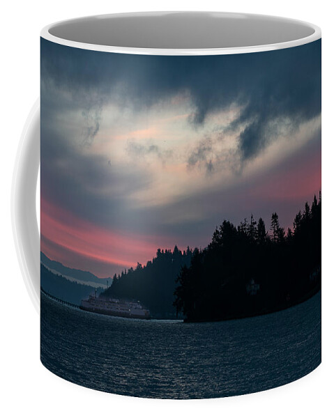 Sunrise Coffee Mug featuring the photograph Southworth Ferry Run at Dawn by E Faithe Lester
