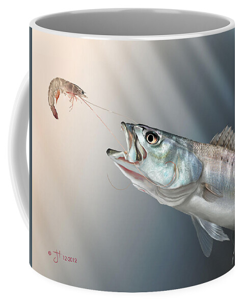 Shrimp Coffee Mug featuring the painting Speck Snack by Hayden Hammond