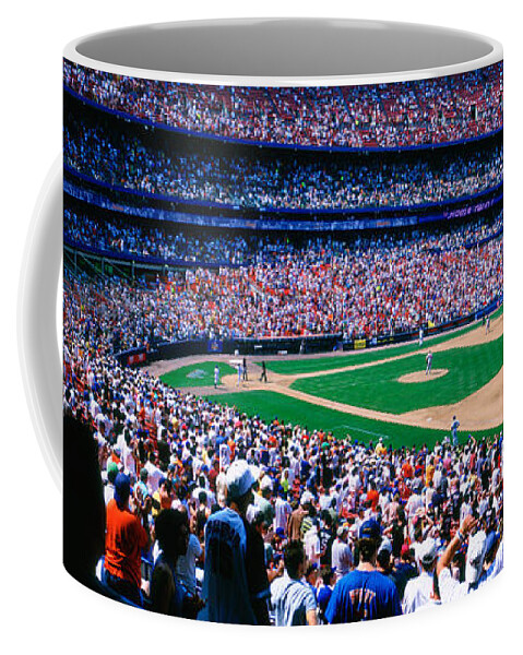 Photography Coffee Mug featuring the photograph Spectators In A Baseball Stadium, Shea by Panoramic Images