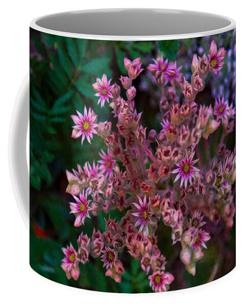 North Cascades Coffee Mug featuring the painting Spiky Flowers by Omaste Witkowski
