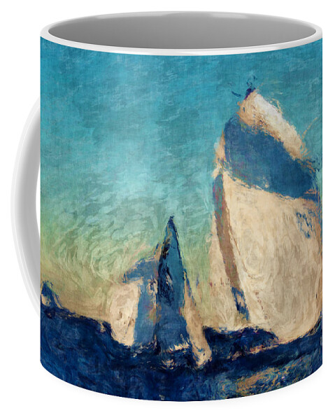 Sailing Day Regatta Coffee Mug featuring the photograph Spinners by Julie Lueders 