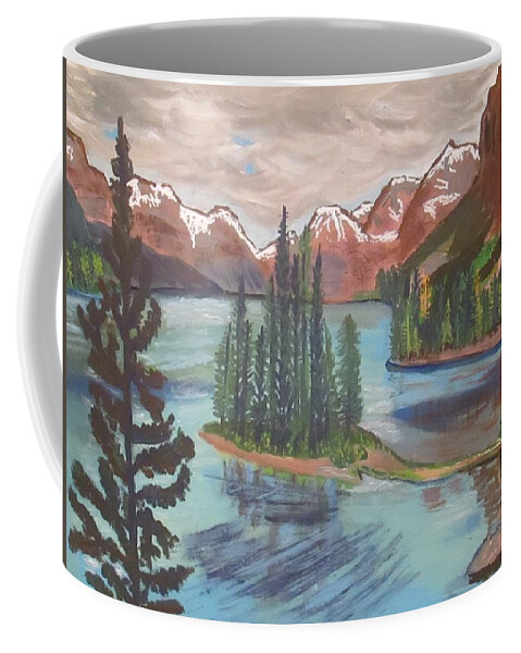Cottage Coffee Mug featuring the painting Spirit Island Lake Maligne by Jennylynd James