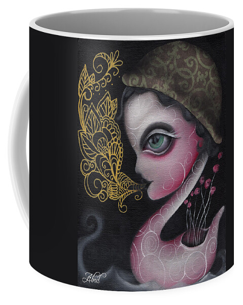 Swan Coffee Mug featuring the painting Spit it Out by Abril Andrade
