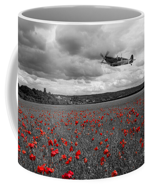 Spitfires Coffee Mug featuring the digital art Spitfire Red by Airpower Art