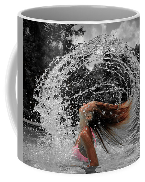Girl Coffee Mug featuring the photograph Hair Flip Splash by Brian Caldwell