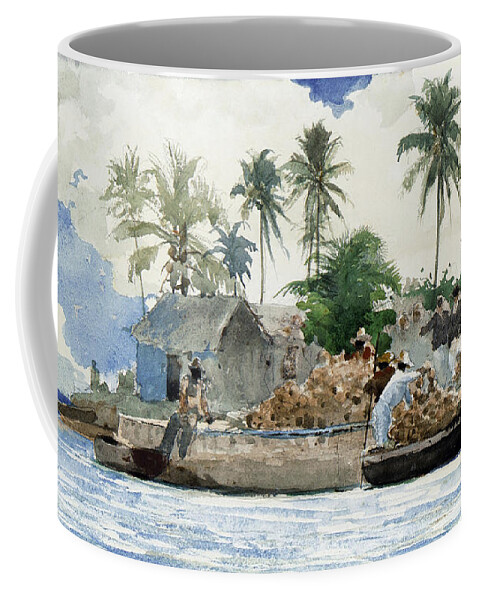 Winslow Homer Coffee Mug featuring the painting Sponge Fishermen by Celestial Images