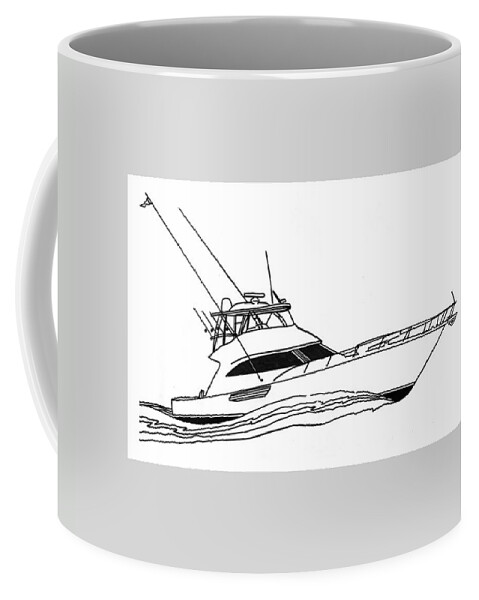 Sport Fishing Yacht Coffee Mug by Jack Pumphrey - Pixels