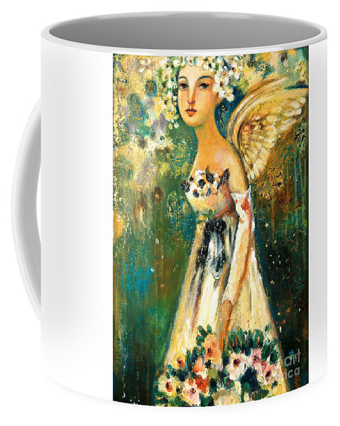 Angel Coffee Mug featuring the painting Spring Angel by Shijun Munns