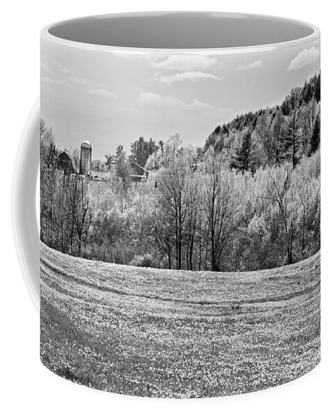 Spring Coffee Mug featuring the photograph Spring Farm Landscape With Dandelions in Maine by Keith Webber Jr