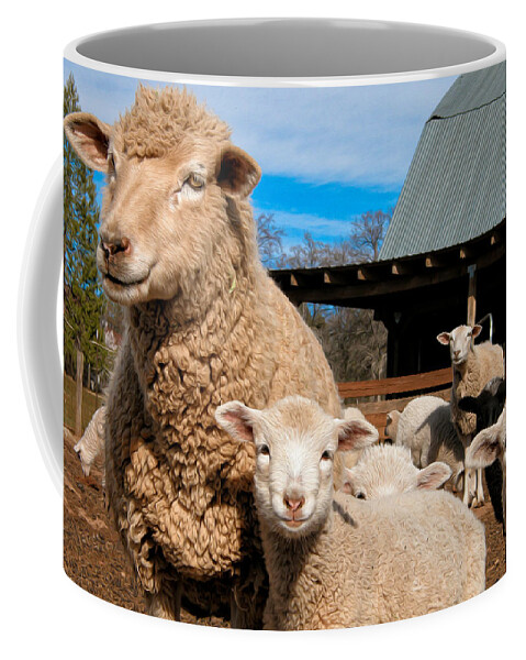 Sheep Coffee Mug featuring the photograph Spring Lambs by Kathleen Bishop