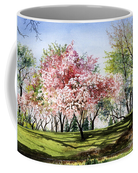 Watercolor Trees Coffee Mug featuring the painting Spring Morning by Barbara Jewell