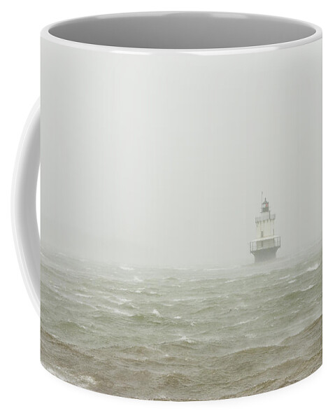 Maine Lighthouses Coffee Mug featuring the photograph Spring Point Ledge Lighthouse in Storm in Portland Maine by Keith Webber Jr