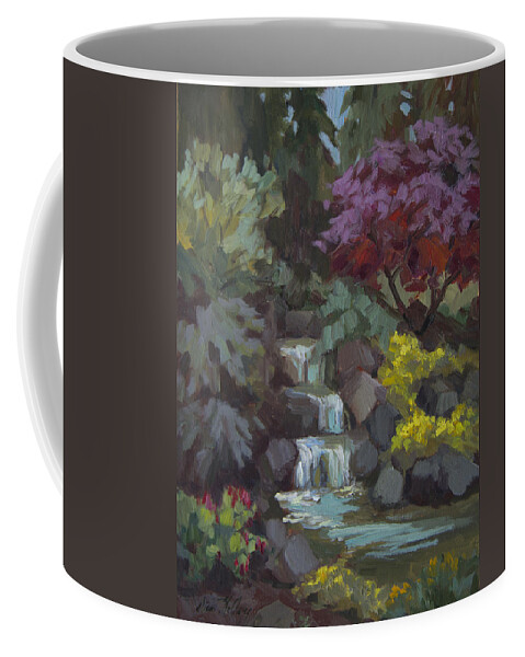 Spring Coffee Mug featuring the painting Spring Waterfall by Diane McClary