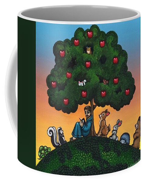 St. Francis Coffee Mug featuring the painting St. Francis Mother Natures Son by Victoria De Almeida