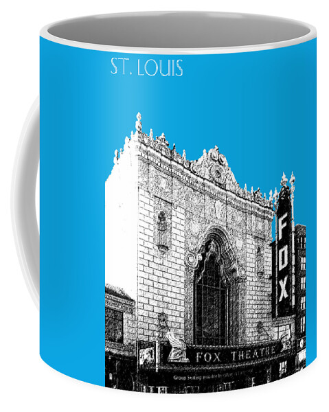 Architecture Coffee Mug featuring the digital art St louis Skyline Fox Theater - Ice Blue by DB Artist