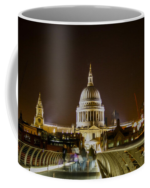 London Coffee Mug featuring the digital art St Paul's at night by Patricia Hofmeester