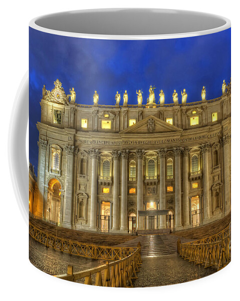 Yhun Suarez Coffee Mug featuring the photograph St Peter's Basilica 4.0 Blue Hour by Yhun Suarez