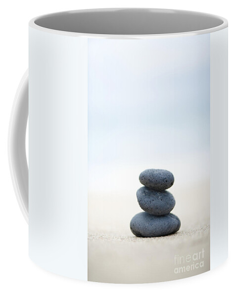 Balance Coffee Mug featuring the photograph Stack of Stones on Sand by M Swiet Productions