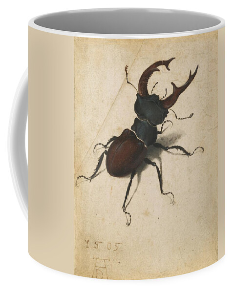 Albrecht Durer Coffee Mug featuring the painting Stag Beetle by Albrecht Durer