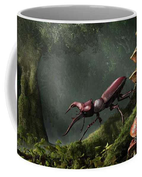 Stag Beetle Coffee Mug featuring the digital art Stag Beetle by Daniel Eskridge
