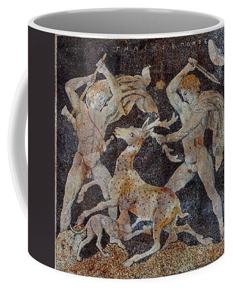 Archeology Coffee Mug featuring the photograph Stag Hunt Mosaic, 4th Century Bc by Science Source