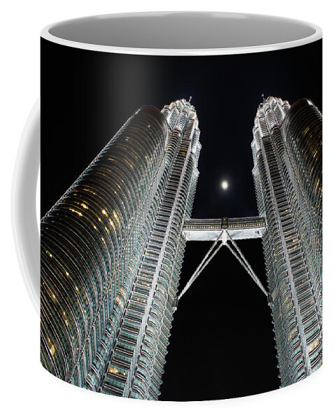 Petronas Twin Towers Coffee Mug featuring the photograph Stainless Steel Moon by Georgia Mizuleva