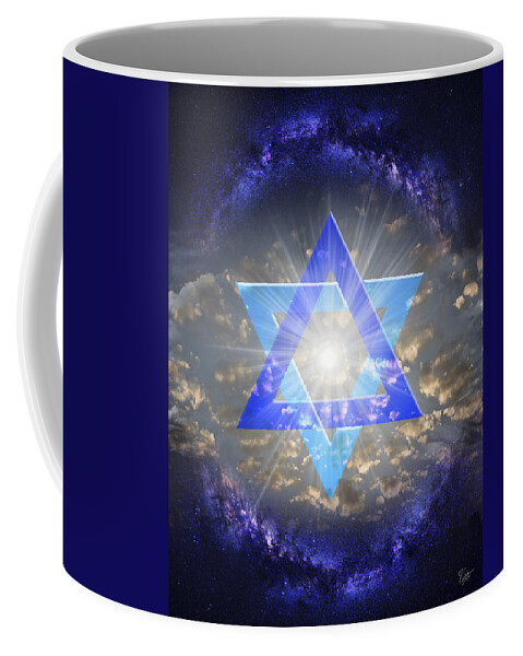 Star Of David Coffee Mug featuring the digital art Star Of David and The Milky Way by Endre Balogh