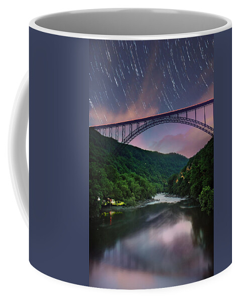 New River Gorge Bridge Coffee Mug featuring the photograph Star Trails at New River by Mary Almond