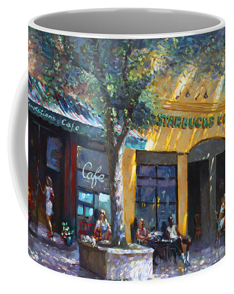 Sturbucks Coffee Mug featuring the painting Starbucks Hangout Nyack NY by Ylli Haruni