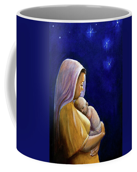 Madonna Coffee Mug featuring the painting Starry Night by Dorothy Riley