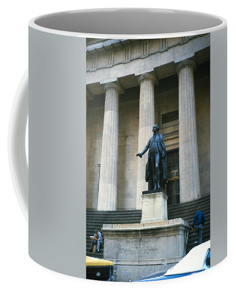 Statue Coffee Mug featuring the photograph Statue of George Washington outside New York City Hall in 1984 by Gordon James