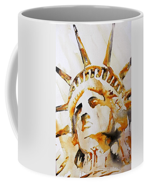 Statue Of Liberty Coffee Mug featuring the painting STATUE OF LIBERTY closeup by J U A N - O A X A C A