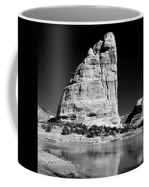 Steamboat Rock Coffee Mug featuring the photograph Steamboat Rock Black and White Three by Joshua House