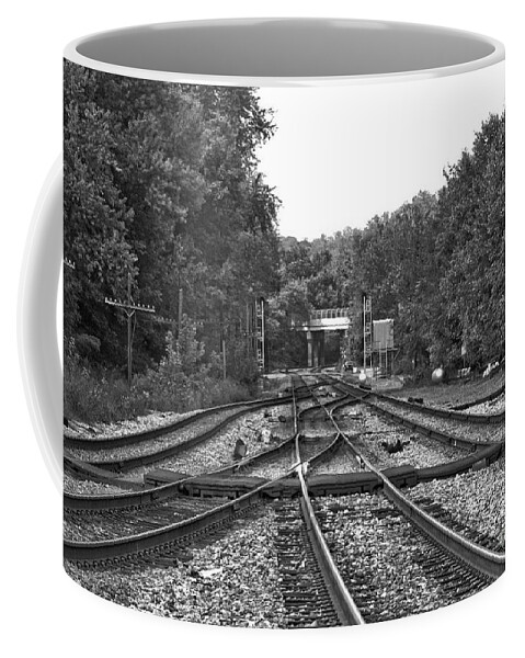 Railroad Coffee Mug featuring the photograph Steel Rail Intersections.  Point of Rocks MD by Thomas Marchessault