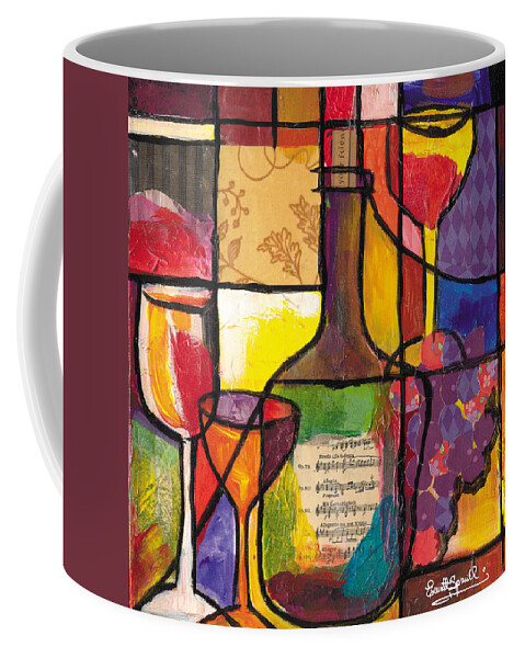 Everett Spruill Coffee Mug featuring the mixed media Still Life with Wine and Fruit by Everett Spruill