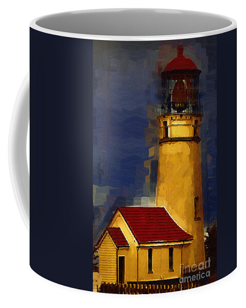 Lighthouse Coffee Mug featuring the digital art Cape Blanco Lighthouse in Gothic by Kirt Tisdale