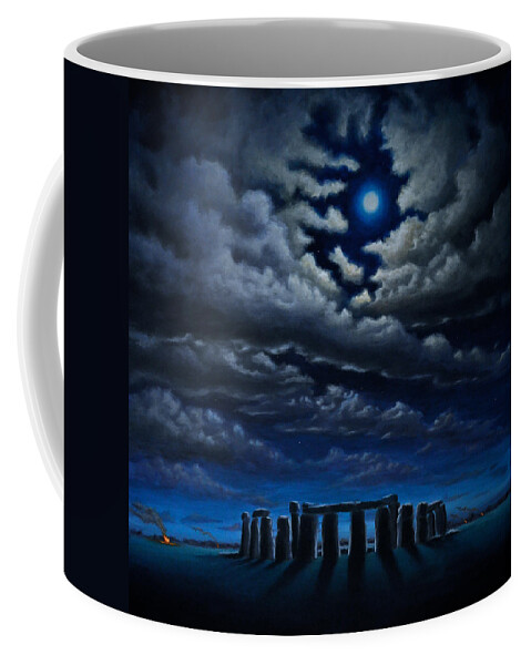 Stonehenge Coffee Mug featuring the painting Stonehenge - The People's Circle by Ric Nagualero