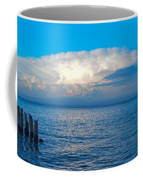 Upper Pennisula Coffee Mug featuring the photograph Storm over Whitefish Bay by Gales Of November