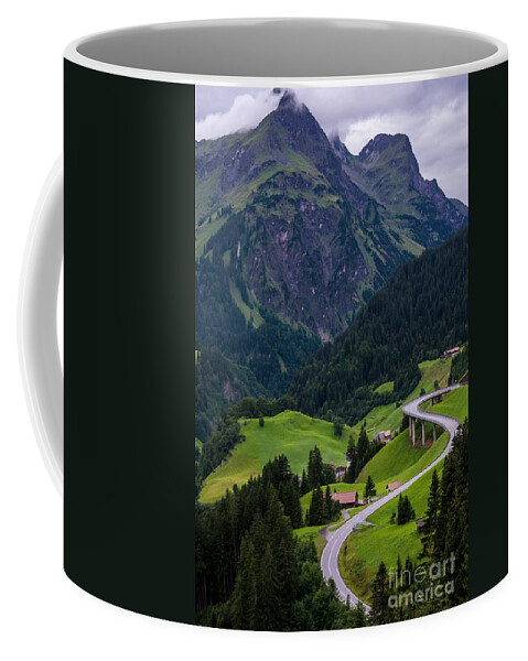 Austrian Alps Coffee Mug featuring the photograph Stormy Village of Schrocken - Austrian Alps by Gary Whitton