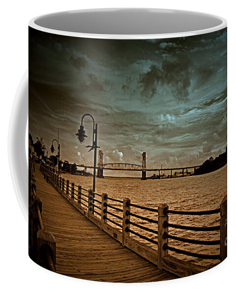 Wilmington Coffee Mug featuring the photograph Stormy Wilmington Riverwalk by Amy Lucid