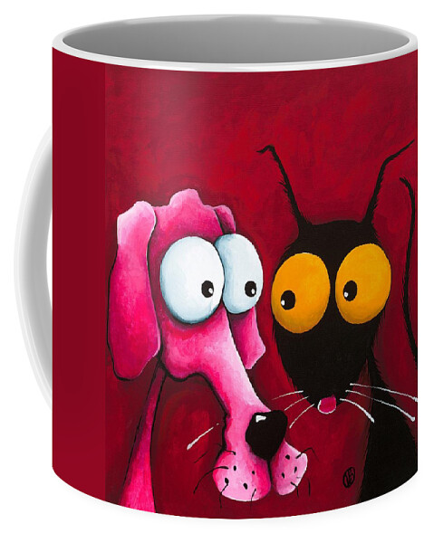 Black Cat Coffee Mug featuring the painting Stressie Cat and me by Lucia Stewart