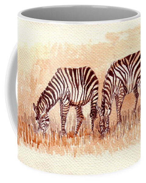 Animal Art Coffee Mug featuring the painting Stripe Buddies by Sarabjit Singh