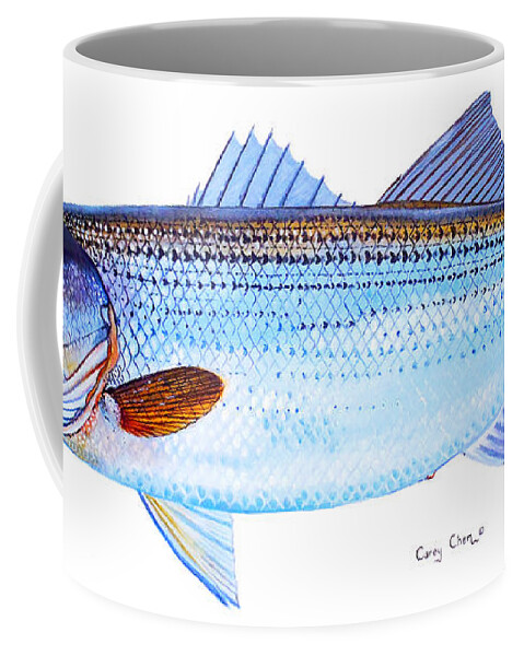 Striped Bass Coffee Mug featuring the painting Striped Bass by Carey Chen