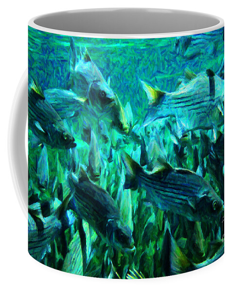 Florida Coffee Mug featuring the photograph Striped Bass - Painterly v1 by Wingsdomain Art and Photography